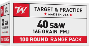 WINCHESTER USA 40 SW 165GR FMJ - TRUNCATED CONE 100RD 5BX/CS - 40 SW 165gr FMJ