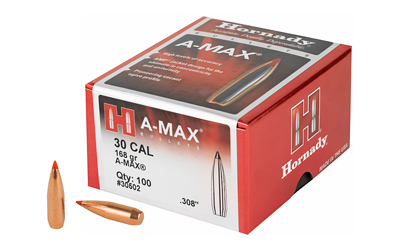 HRNDY MATCH A-MAX 30CAL 168GR 100CT - 30cal 168gr A-MAX