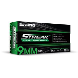 Ammo Inc Streak Green Handgun Ammunition 9mm Luger 124gr TMC 1065 fps 50/ct - Streak Green 9mm