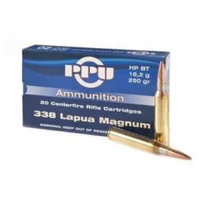 Prvi PPU 338 Lapua Magnum Ammunition PP338H 250 Grain Hollow Point Boat Tail 10 rounds - 338 Lapua 250gr HPBT