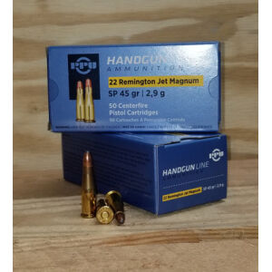 Prvi PPU 22 Rem Jet Mag Ammunition PPH22RJ 45 Grain Soft Point 50 Rounds - 22 Rem Jet Mag