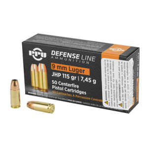 PPU 9MM JHP 115GR 50/1000 - PPU 9mm 115gr JHP