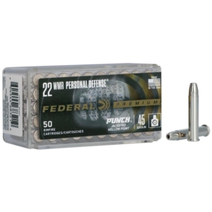Federal Punch Rimfire Ammunition .22 WMR 45gr JHP 1000 fps 50/ct - .22 WMR Punch 45gr