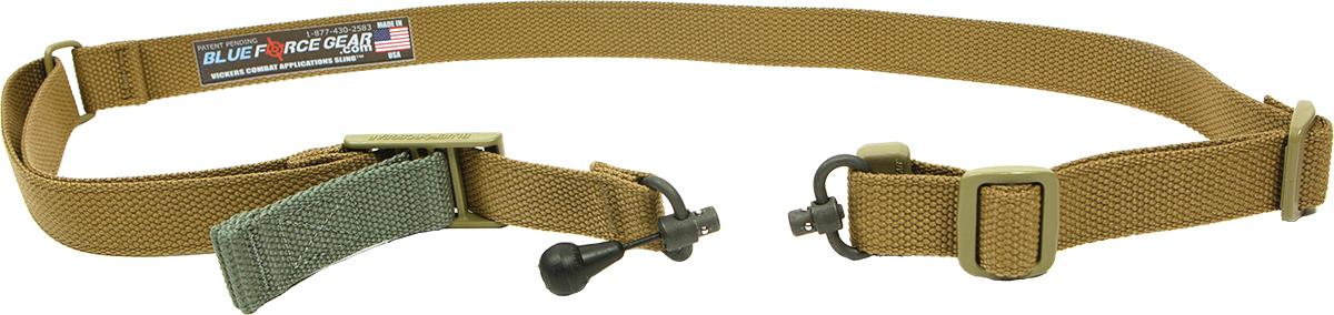 VICKERS 2-TO-1 SLING RED SWIVEL VERSION NYLON ADJUSTER & HDW COYOTE BR - Vickers 2-to-1 Sling Red Swivel