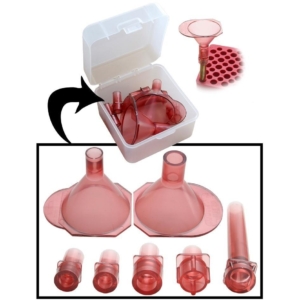 MTM Universal Powder Funnel Kit 17 to 500 S&W Clear Red - MTM Powder Funnel Kit