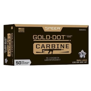 9MM LUGER 135GR GOLD DOT G2 HOLLOW POINT 50/BOX - 135gr G2 Gold Dot