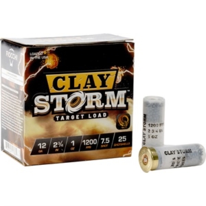 CLAY STORM 12 GAUGE 2-3/4'' 1-1/8OZ #7.5 SHOT 1200 FPS 25/BOX - Clay Storm #7.5