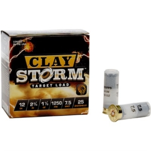 CLAY STORM 12 GAUGE 2-3/4'' 1-1/8OZ #7.5 SHOT 1250 FPS 25/BOX - Clay Storm #7.5
