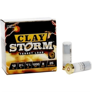 CLAY STORM 12 GAUGE 2-3/4'' 1-1/8OZ #8 SHOT 1200 FPS 25/BOX - Clay Storm #8